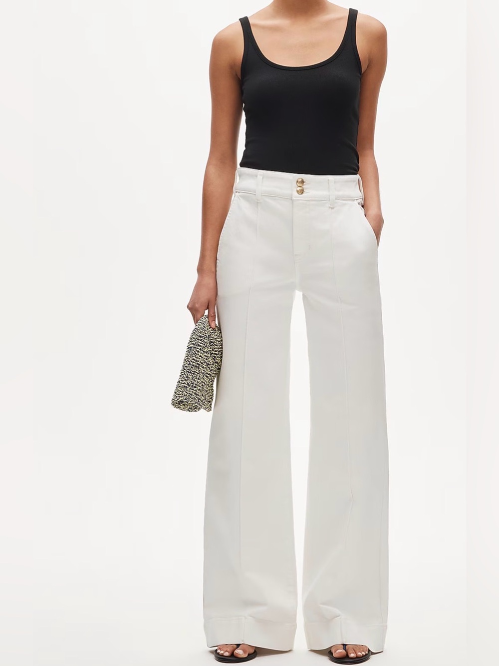 J. Crew Cream denim trouser high rise semi- stretch